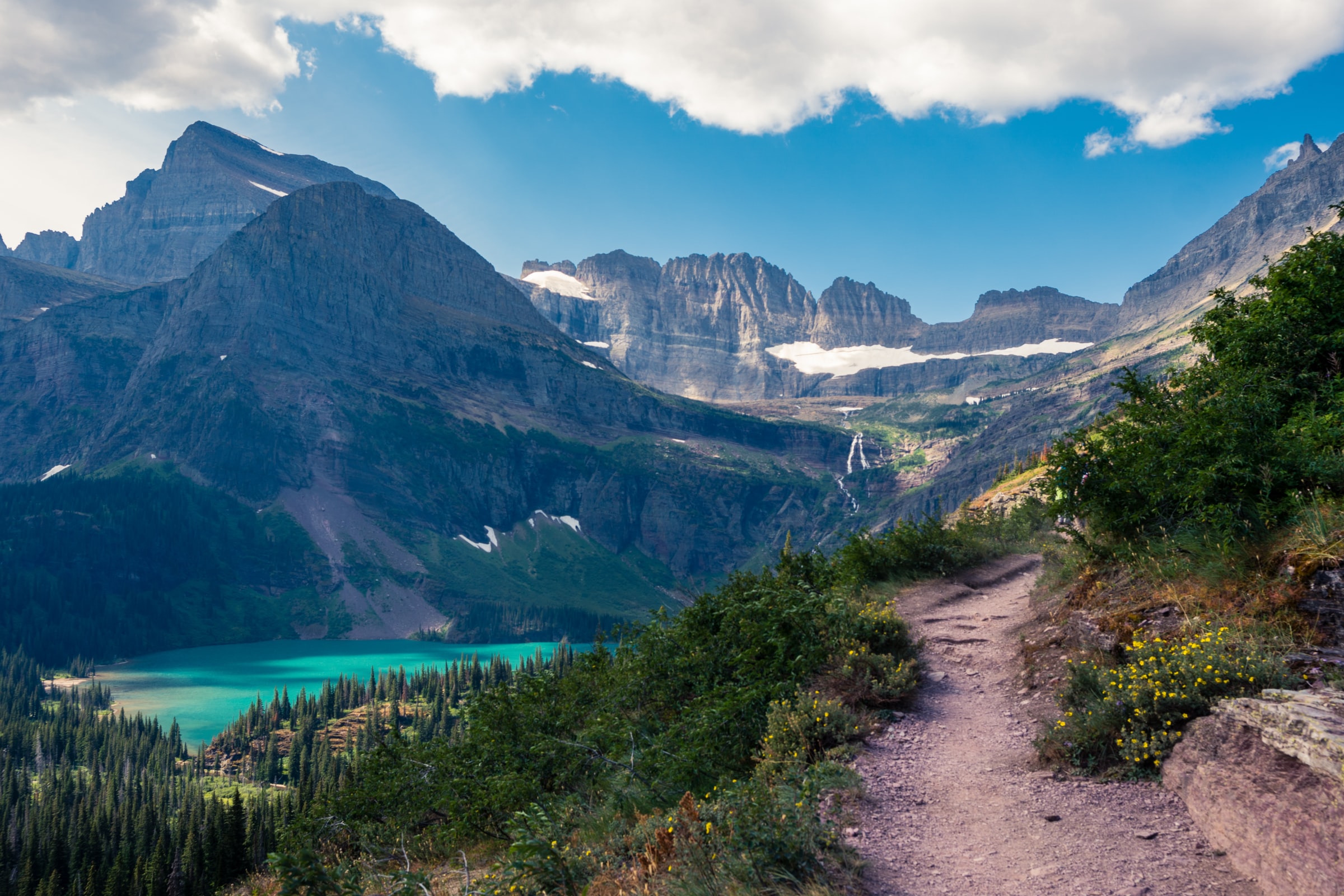 view of grinnell glacier hiking trail